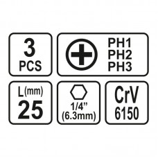 65461 STHOR Set 3 biti phillips PH1, PH2, PH3, pri..